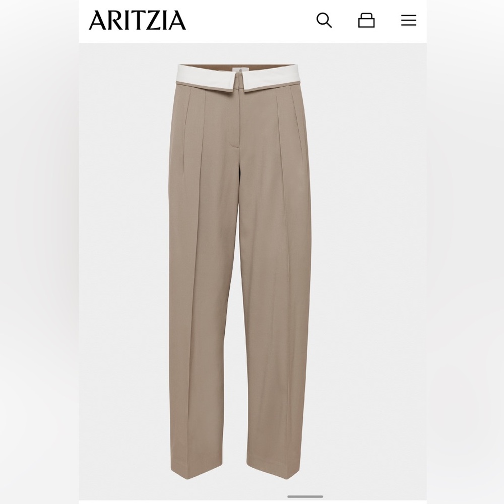 Aritzia Trousers with White Waistband - Bureau Pants